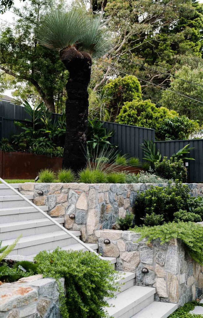 Formal wide stairs by landscape contractors